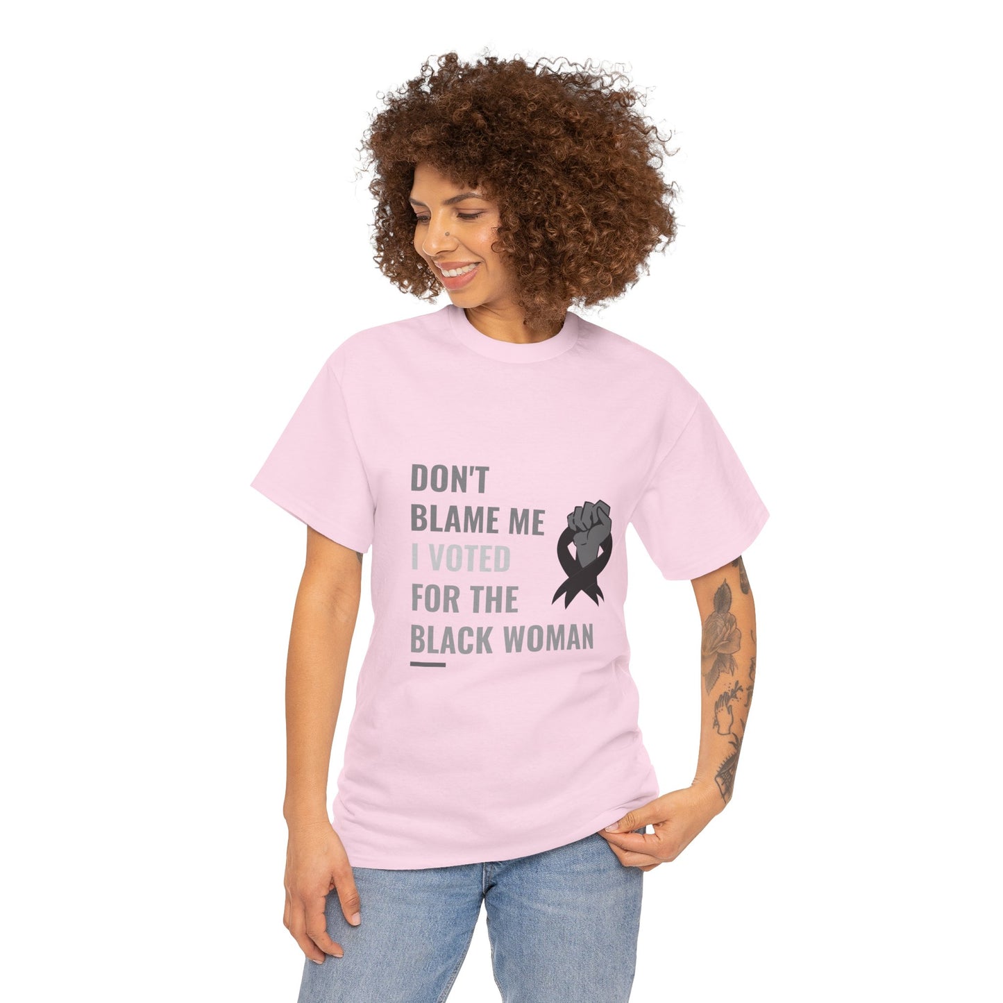 Political Satire Tee - 'Don't Blame Me I Voted for the Black Woman'